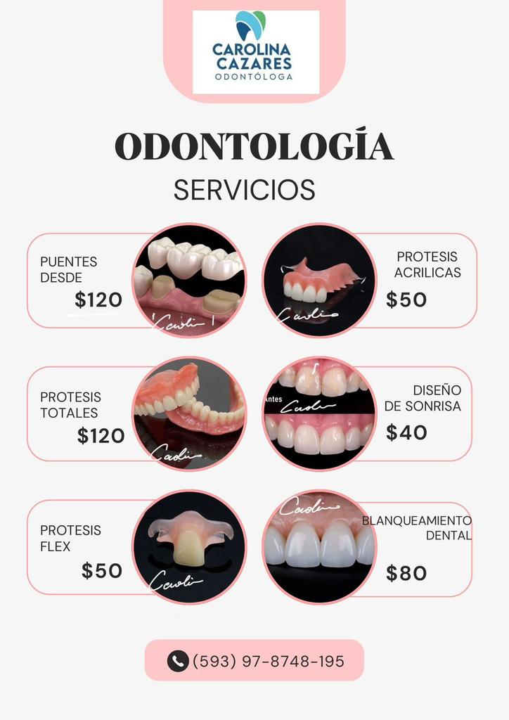 Lista de precios: puentes, prótesis y diseño de sonrisa